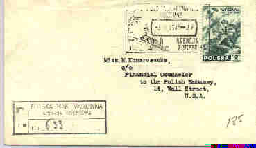 1945 cover mailed from London to New York