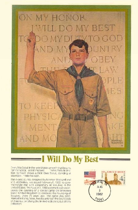 The Scoutmaster honored by the Boy Scout stamp Norman Rockwell 