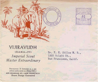 Advertising Cover for Siam stamps