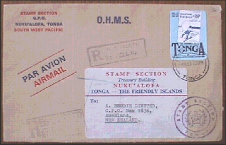 Tonga Registered Adhesive Stamp Cover 1983