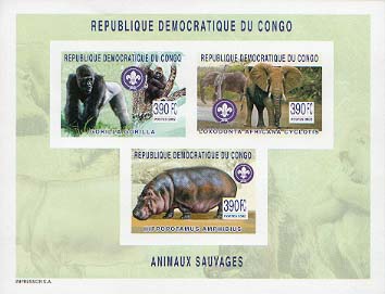 Congo Gorilla Elephant Hippo Imperf