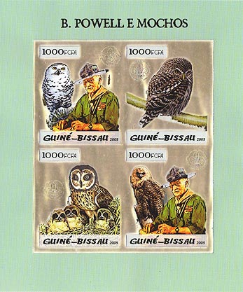 Guinea Bissau Owls in Gold Foil Imperf