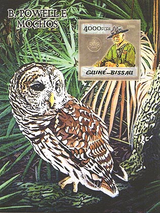 Guinea Bissau Owls in Gold Foil SS Imperf