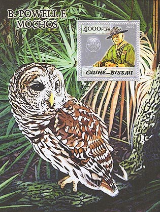 Guinea Bissau Owls in Silver Foil SS