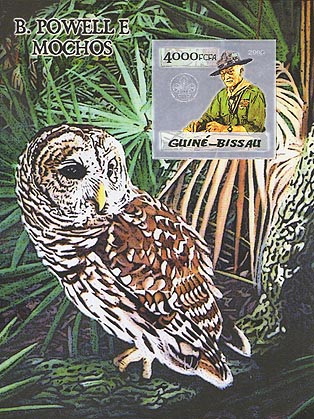 Guinea Bissau Owls in Silver Foil SS Imperf