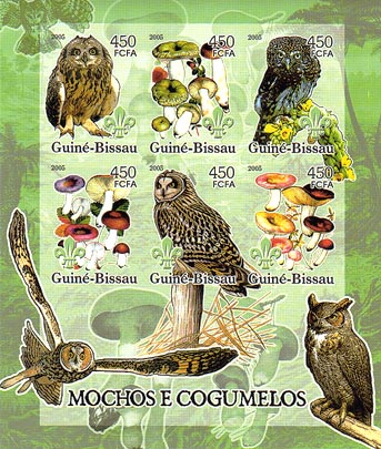 Guinea Bissau Owls & Fungi 450 Imperf