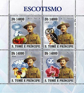 St. Thomas & Prince Baden-Powell Silver Foil Sheet