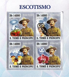 St. Thomas & Prince Baden-Powell Silver Foil Sheet