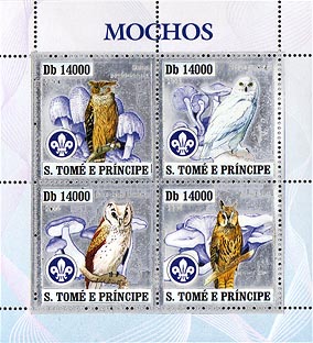 St. Thomas & Prince Owls Silver Foil Sheet