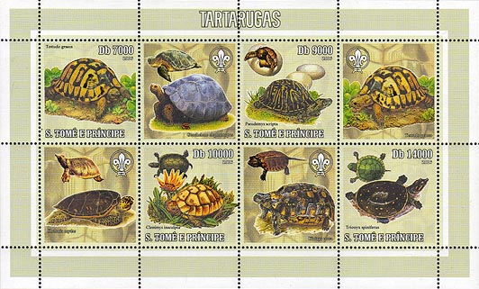 St. Thomas & Prince Turtle 4 Stamp Sheet
