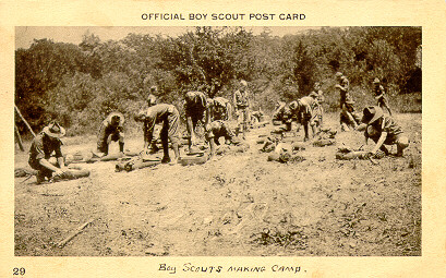 Boy Scouts Making Camp